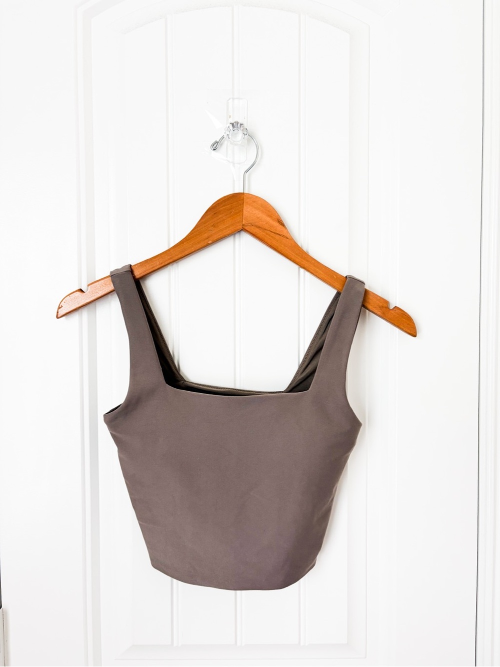 Abercrombie YPB SculptLUX Taupe Square Neck Crop Top Size Small